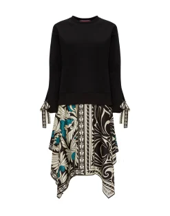 La DoubleJ Vestiti<Arcade DressMix Tiles Placée Black in Heavy Jersey
