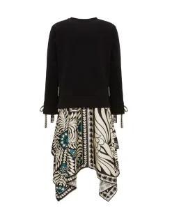 La DoubleJ Vestiti<Arcade DressMix Tiles Placée Black in Heavy Jersey