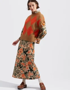 La DoubleJ Maglieria<Argyle GiletCamel / Orange in Wool
