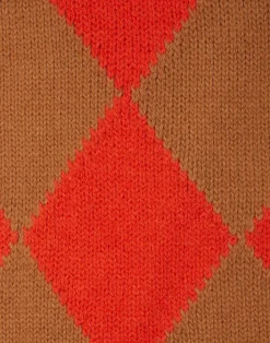 La DoubleJ Maglieria<Argyle GiletCamel / Orange in Wool