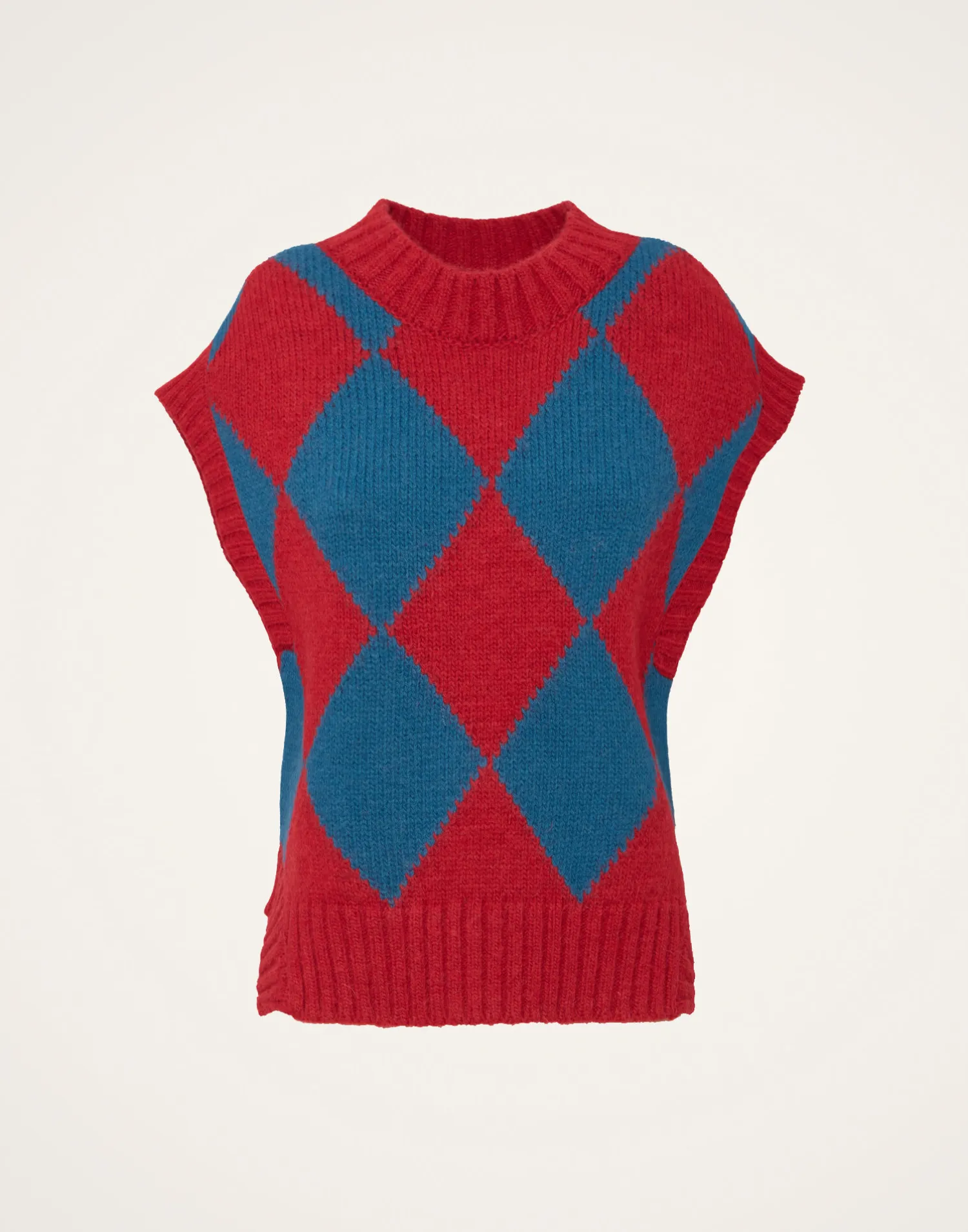 La DoubleJ Maglieria<Argyle GiletRed & Blue in Wool