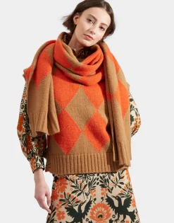 La DoubleJ Foulard E Sciarpe|Accessories<Argyle ScarfCamel Orange in Wool