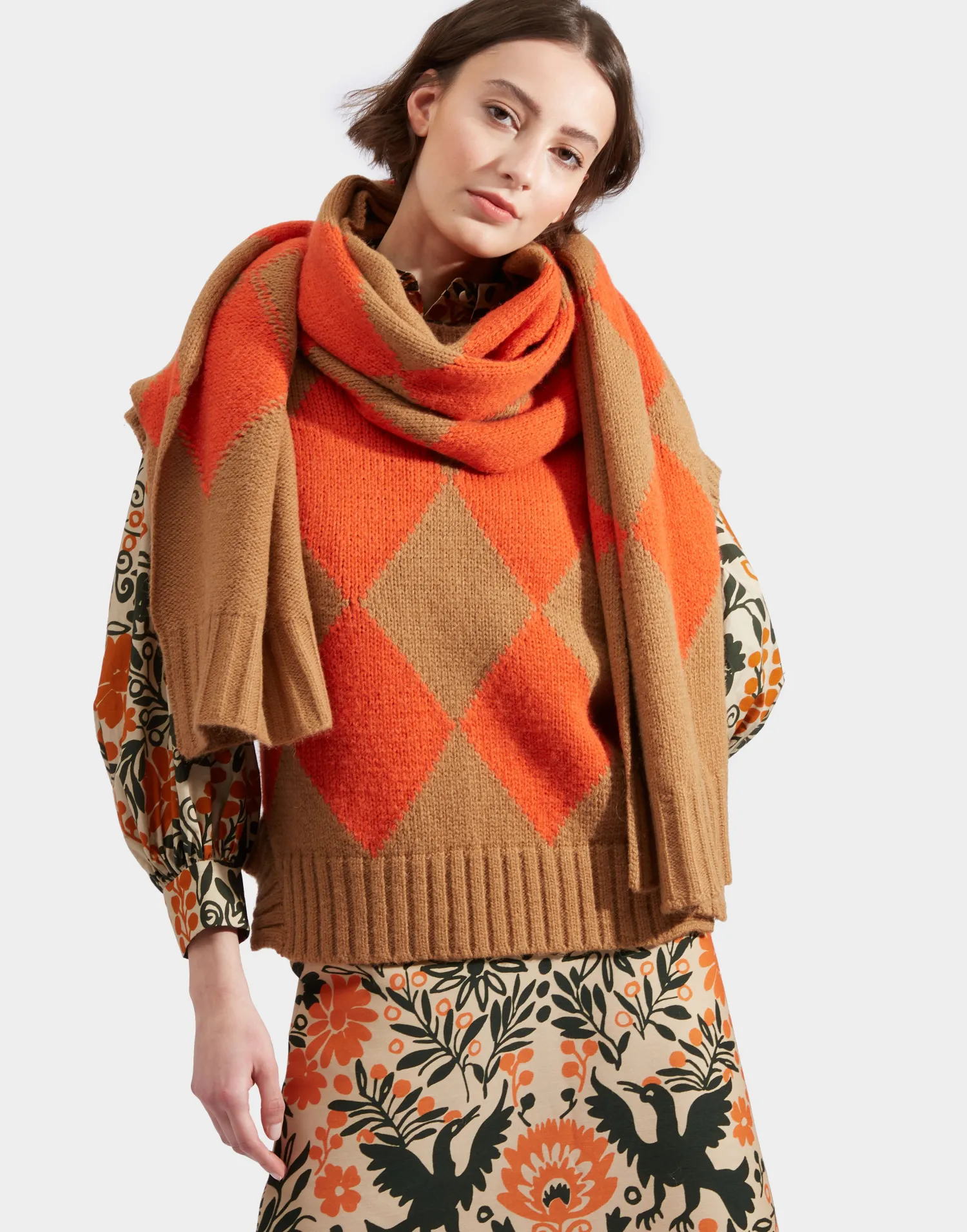 La DoubleJ Foulard E Sciarpe|Accessories<Argyle ScarfCamel Orange in Wool