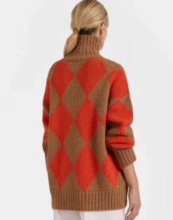 La DoubleJ Maglieria<Argyle SweaterCamel/Orange in Wool