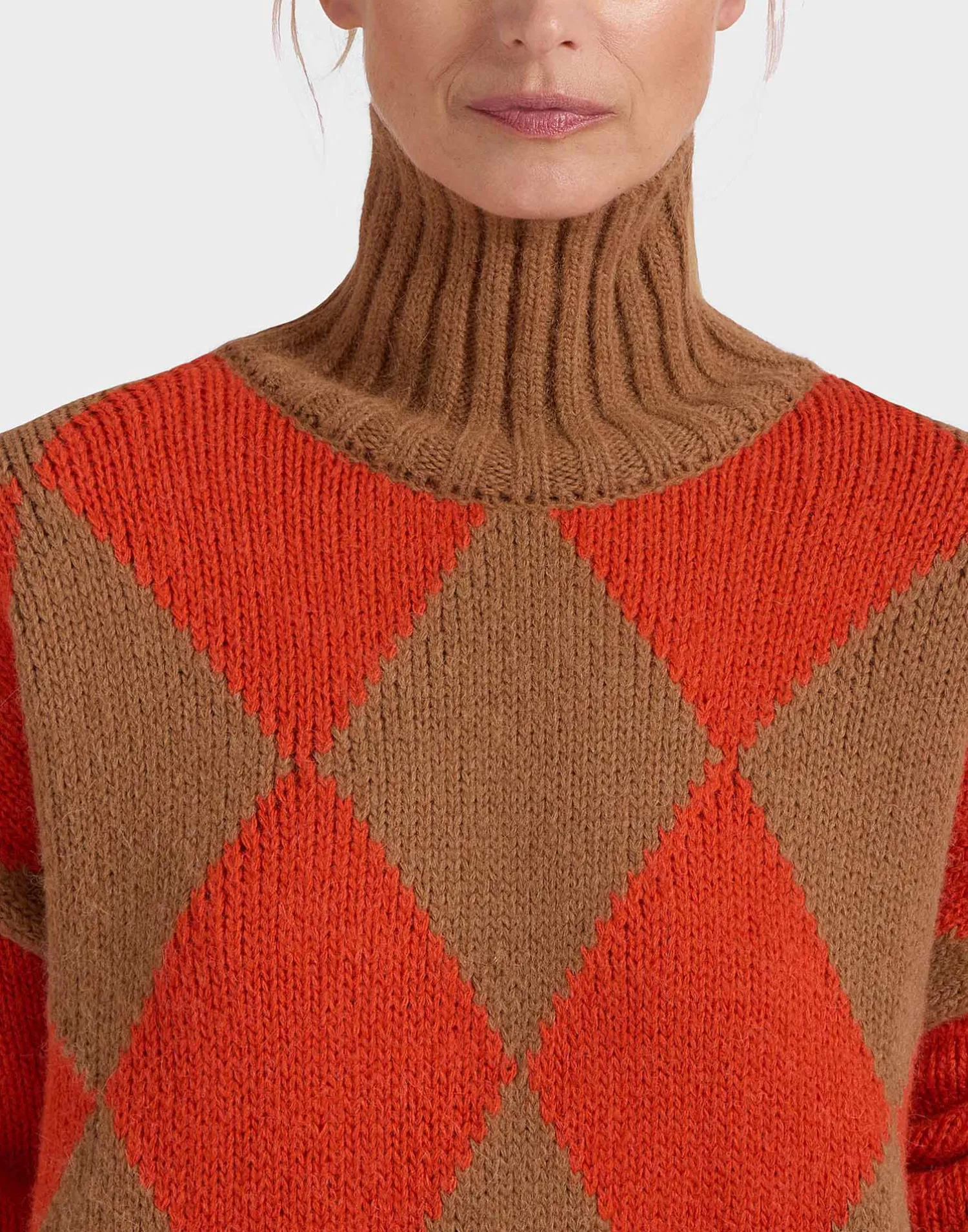 La DoubleJ Maglieria<Argyle SweaterCamel/Orange in Wool