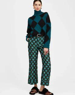 La DoubleJ Maglieria<Argyle SweaterGreen / Black in Wool
