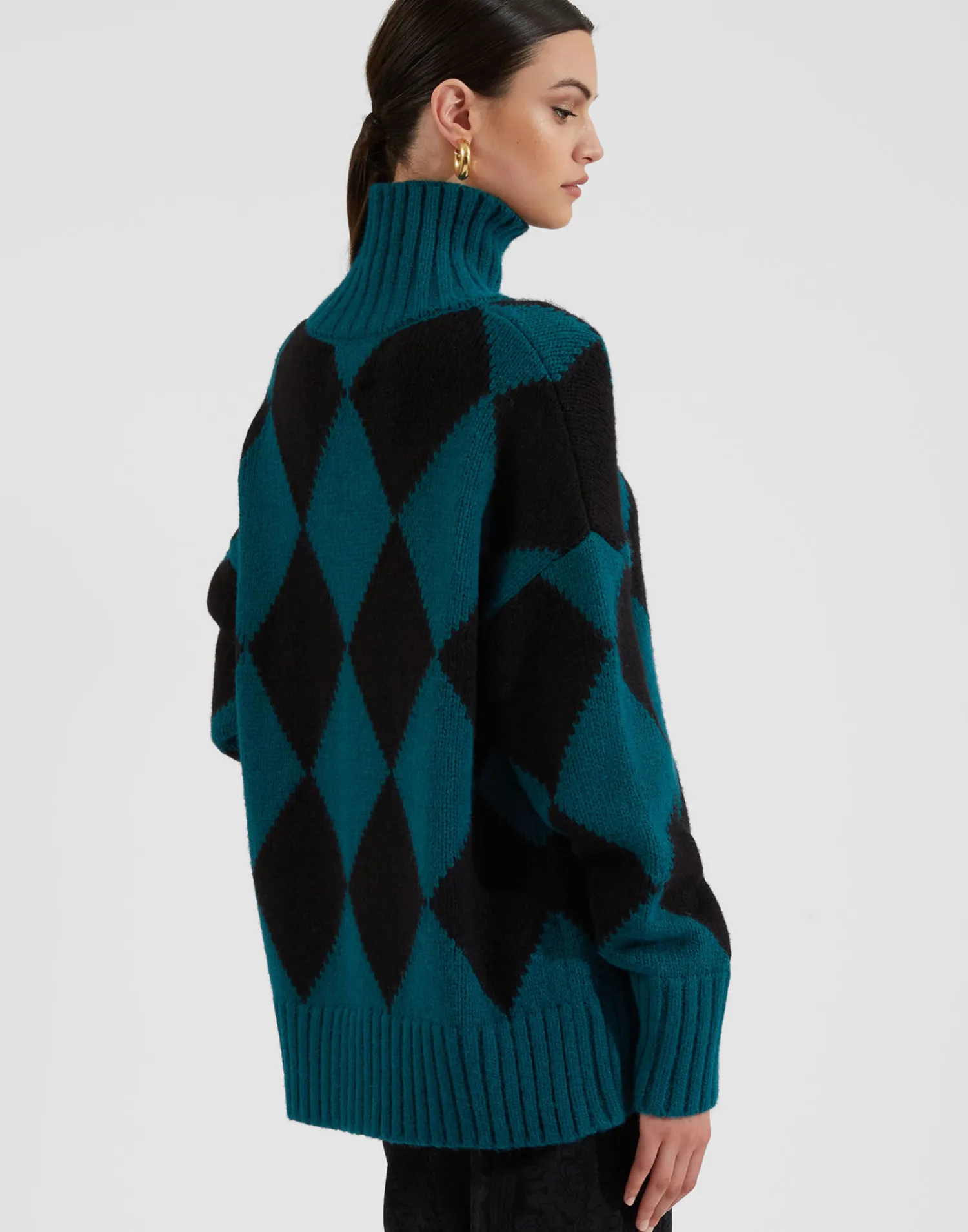 La DoubleJ Maglieria<Argyle SweaterGreen / Black in Wool