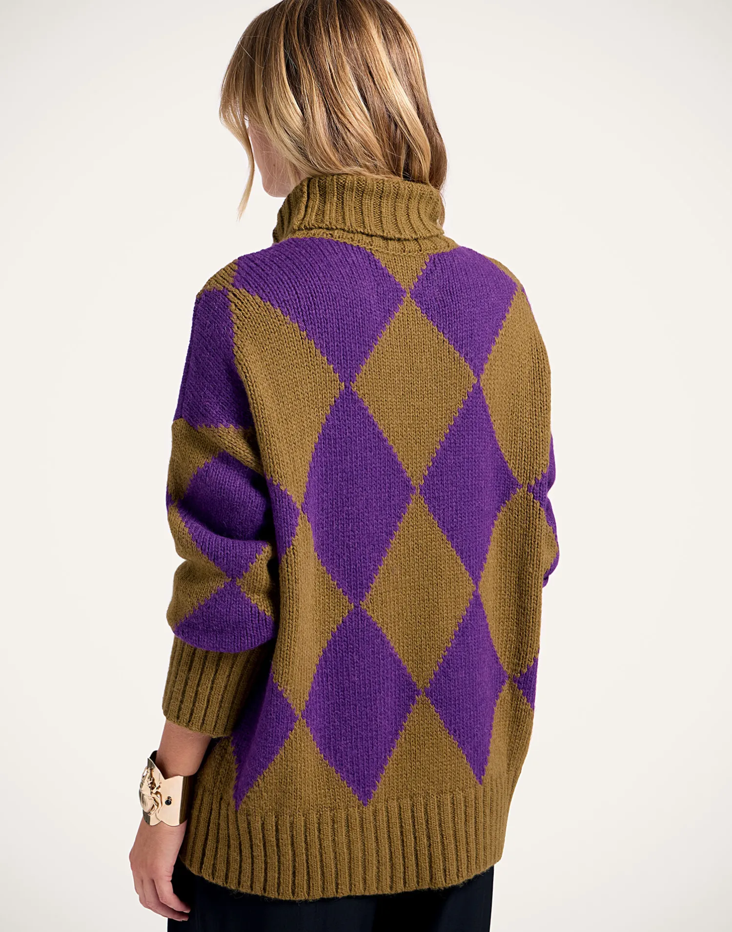 La DoubleJ Maglieria<Argyle SweaterGreen/Purple in Wool
