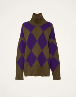 La DoubleJ Maglieria<Argyle SweaterGreen/Purple in Wool