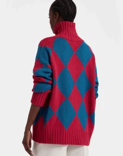 La DoubleJ Maglieria<Argyle SweaterRed & Blue in Wool