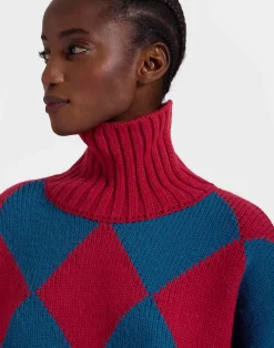 La DoubleJ Maglieria<Argyle SweaterRed & Blue in Wool