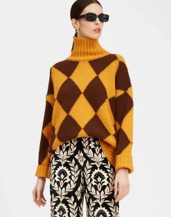 La DoubleJ Maglieria<Argyle SweaterYellow / Brown in Wool