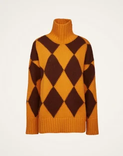 La DoubleJ Maglieria<Argyle SweaterYellow / Brown in Wool
