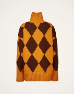 La DoubleJ Maglieria<Argyle SweaterYellow / Brown in Wool