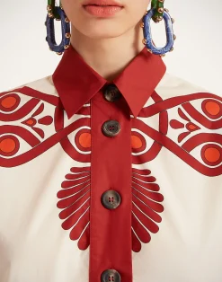 La DoubleJ Vestiti<Artemis DressMedallion Placée Cream in Cotton Poplin