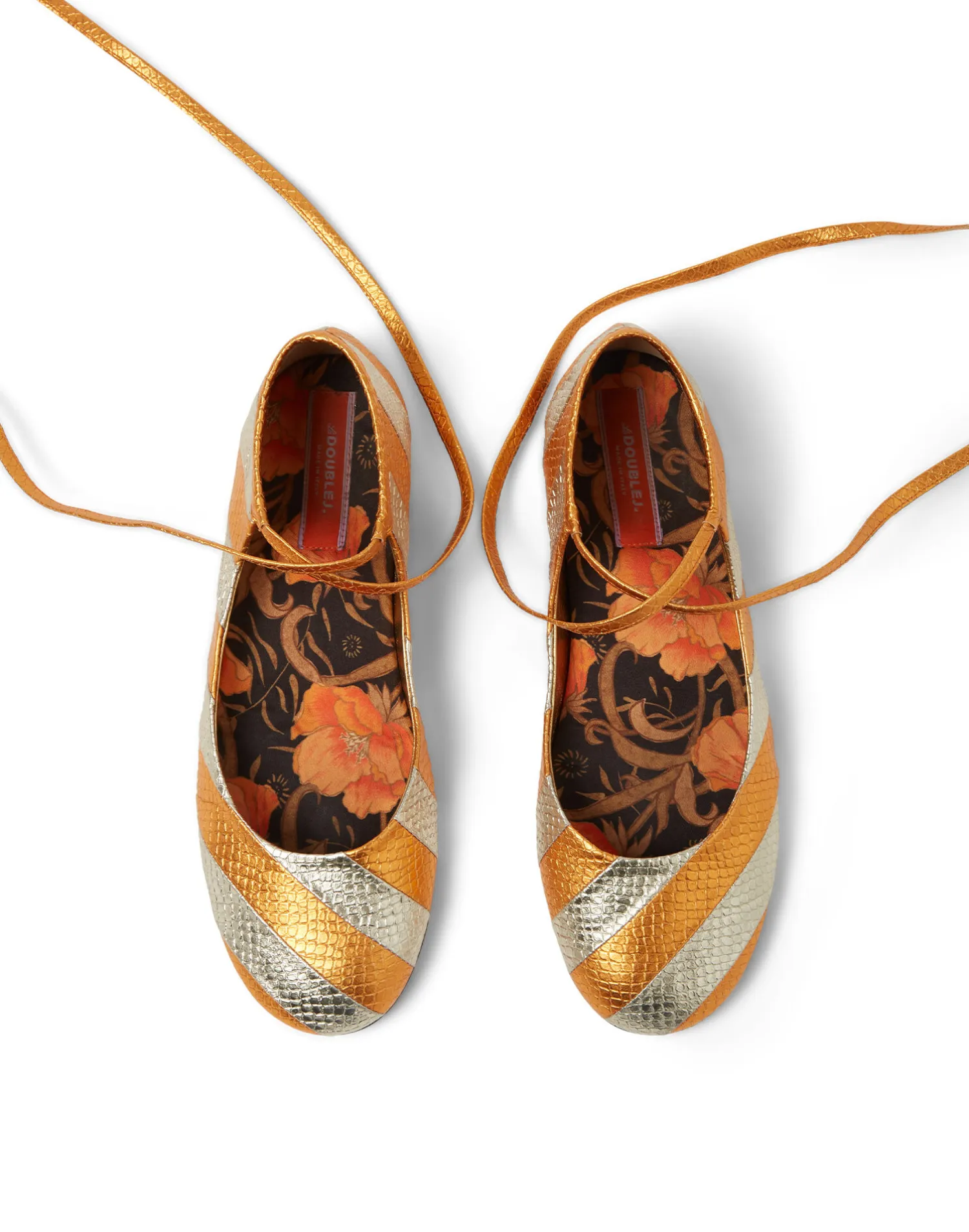 La DoubleJ Scarpe|Accessories<Ballerina FlatsOrange in Faux Python