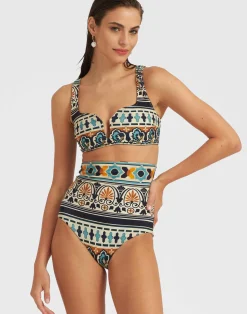 La DoubleJ Moda Mare<Barbarella Bikini TopCasareale Small Plac&egrave;e Cream in Lycra