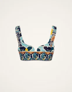 La DoubleJ Moda Mare<Barbarella Bikini TopCasareale Small Placèe Cream in Lycra