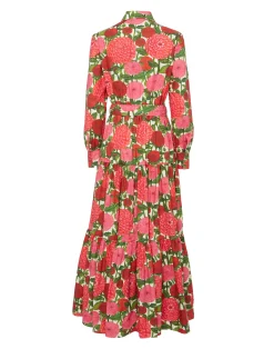 La DoubleJ Party Dressing<Bellini DressPink Dahlias in Popeline Cotton