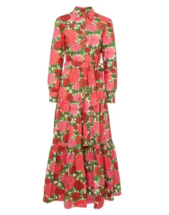 La DoubleJ Vestiti<Bellini DressPink Dahlias in Popeline Cotton