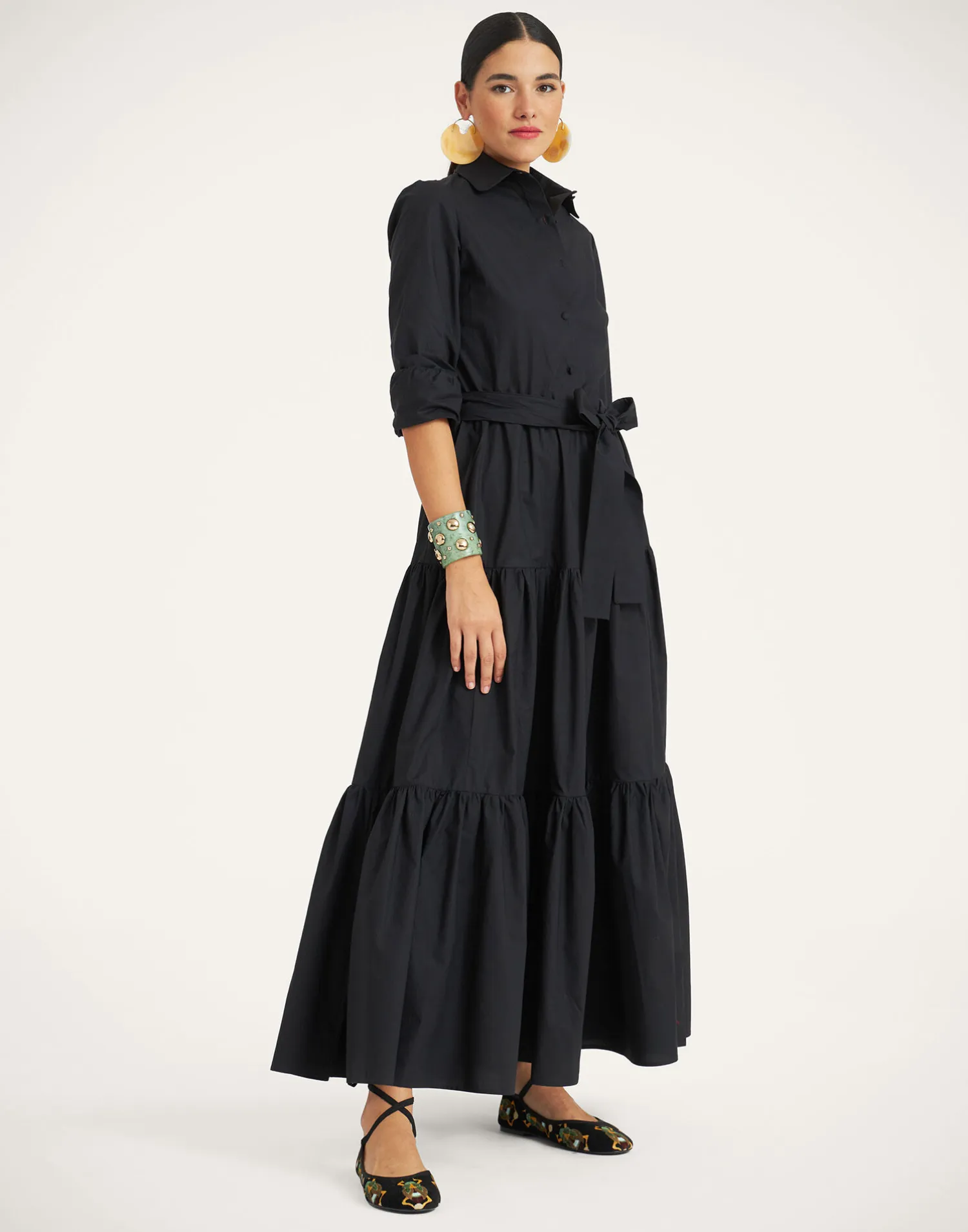 La DoubleJ Vestiti<Bellini DressSolid Black in Cotton Poplin