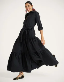 La DoubleJ Vestiti<Bellini DressSolid Black in Cotton Poplin