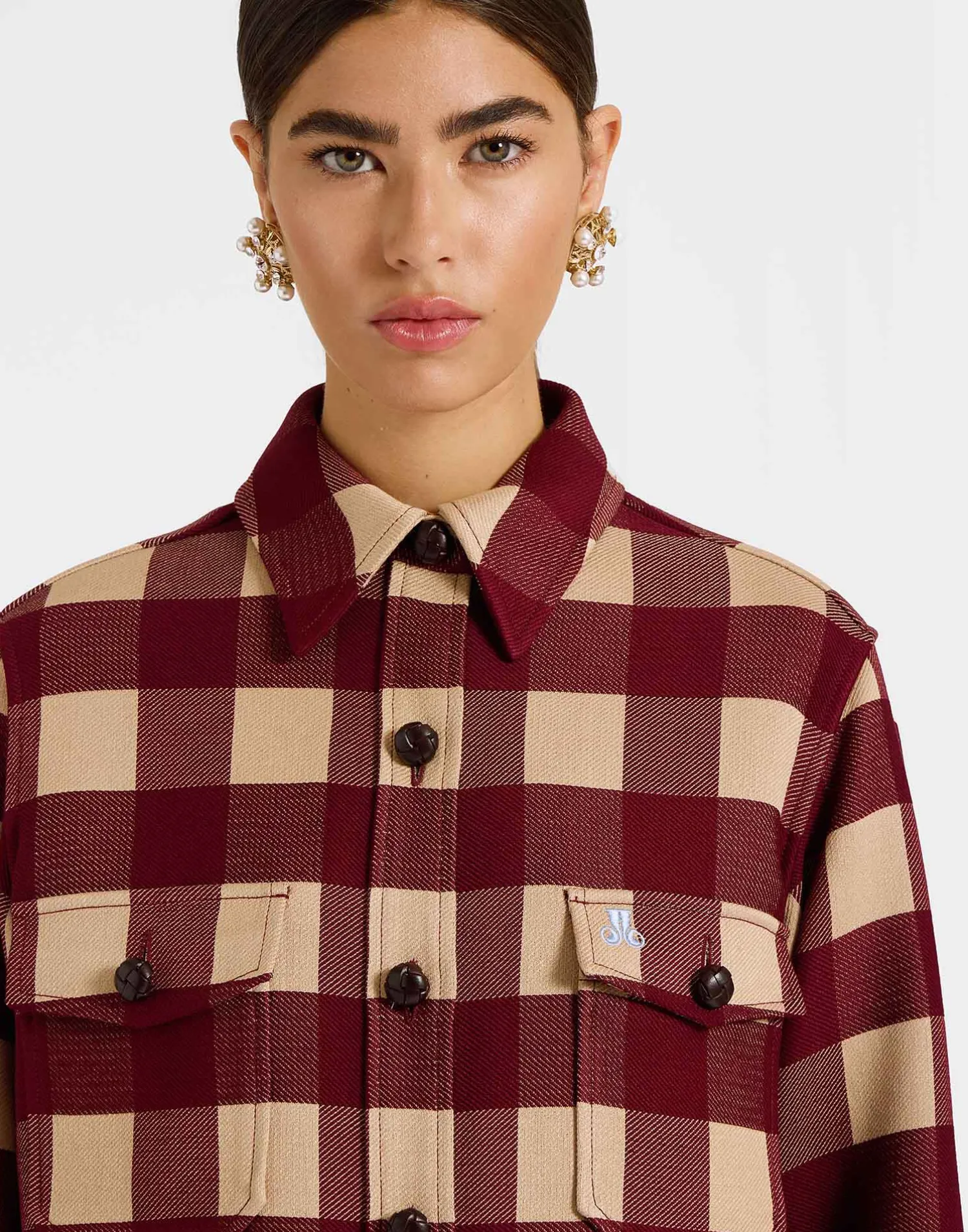 La DoubleJ Capispalla<Better Than Your Boyfriend's JacketCheckers Burgundy in Viscose Tailoring
