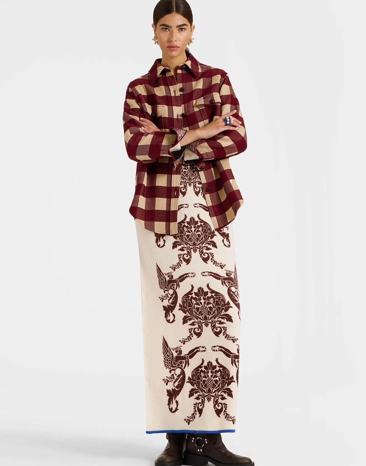 La DoubleJ Capispalla<Better Than Your Boyfriend's JacketCheckers Burgundy in Viscose Tailoring