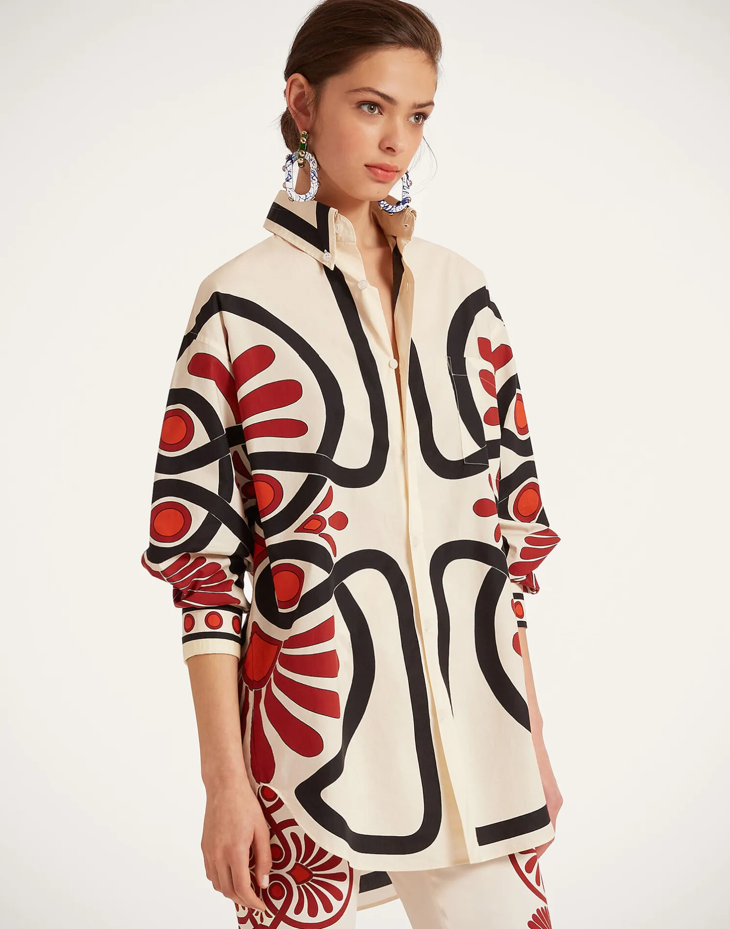 La DoubleJ Camicie E Top<Better Than Your Boyfriend's ShirtMedallion Placée Cream in Cotton Poplin