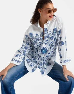 La DoubleJ Camicie E Top<Better Than Your Boyfriend's ShirtOlympus Plac&eacute;e Cream in Cotton Poplin