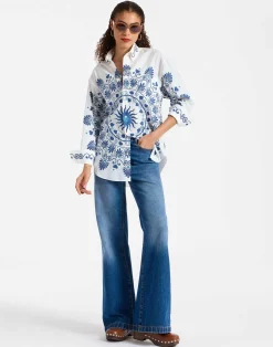 La DoubleJ Camicie E Top<Better Than Your Boyfriend's ShirtOlympus Placée Cream in Cotton Poplin