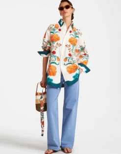 La DoubleJ Camicie E Top<Better Than Your Boyfriend's ShirtMorpheus Plac&eacute;e Orange in Summer Poplin