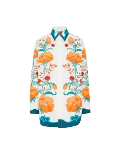 La DoubleJ Camicie E Top<Better Than Your Boyfriend's ShirtMorpheus Plac&eacute;e Orange in Summer Poplin