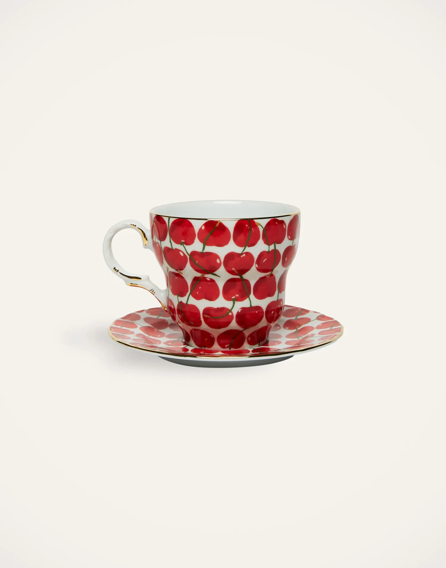 La DoubleJ Set Da Te E Caffe|Tavola<Big Mama Cup And SaucerCherries Avorio in Porcelain
