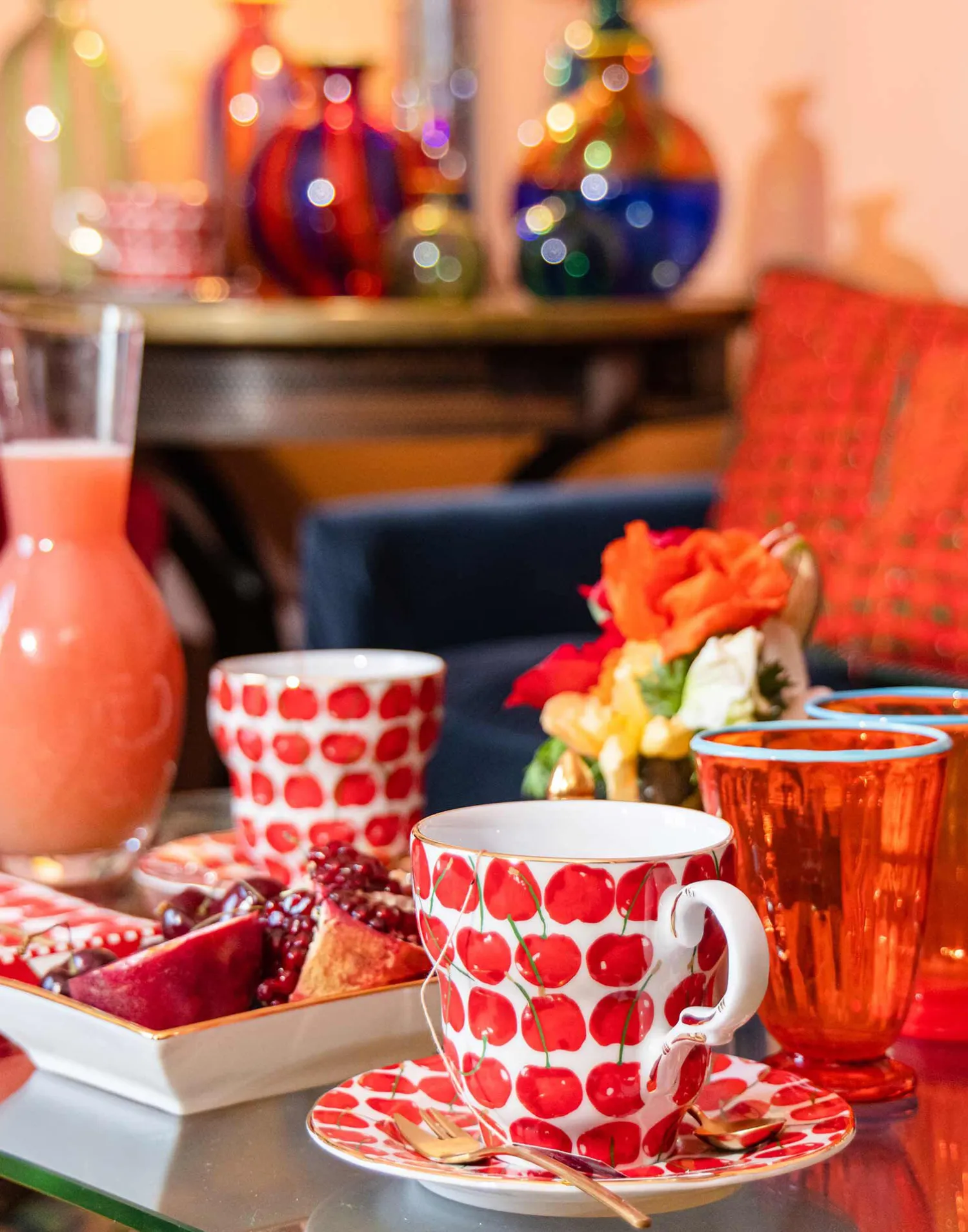 La DoubleJ Set Da Te E Caffe|Tavola<Big Mama Cup And SaucerCherries Avorio in Porcelain