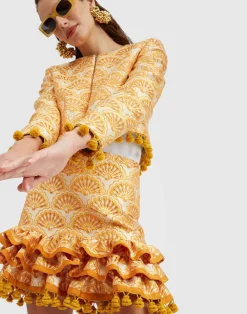 La DoubleJ Capispalla<Bijoux JacketFans Gold in Jacquard With Tassels