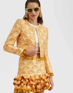 La DoubleJ Capispalla<Bijoux JacketFans Gold in Jacquard  With Tassels