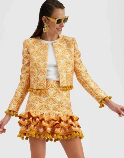 La DoubleJ Capispalla<Bijoux JacketFans Gold in Jacquard  With Tassels