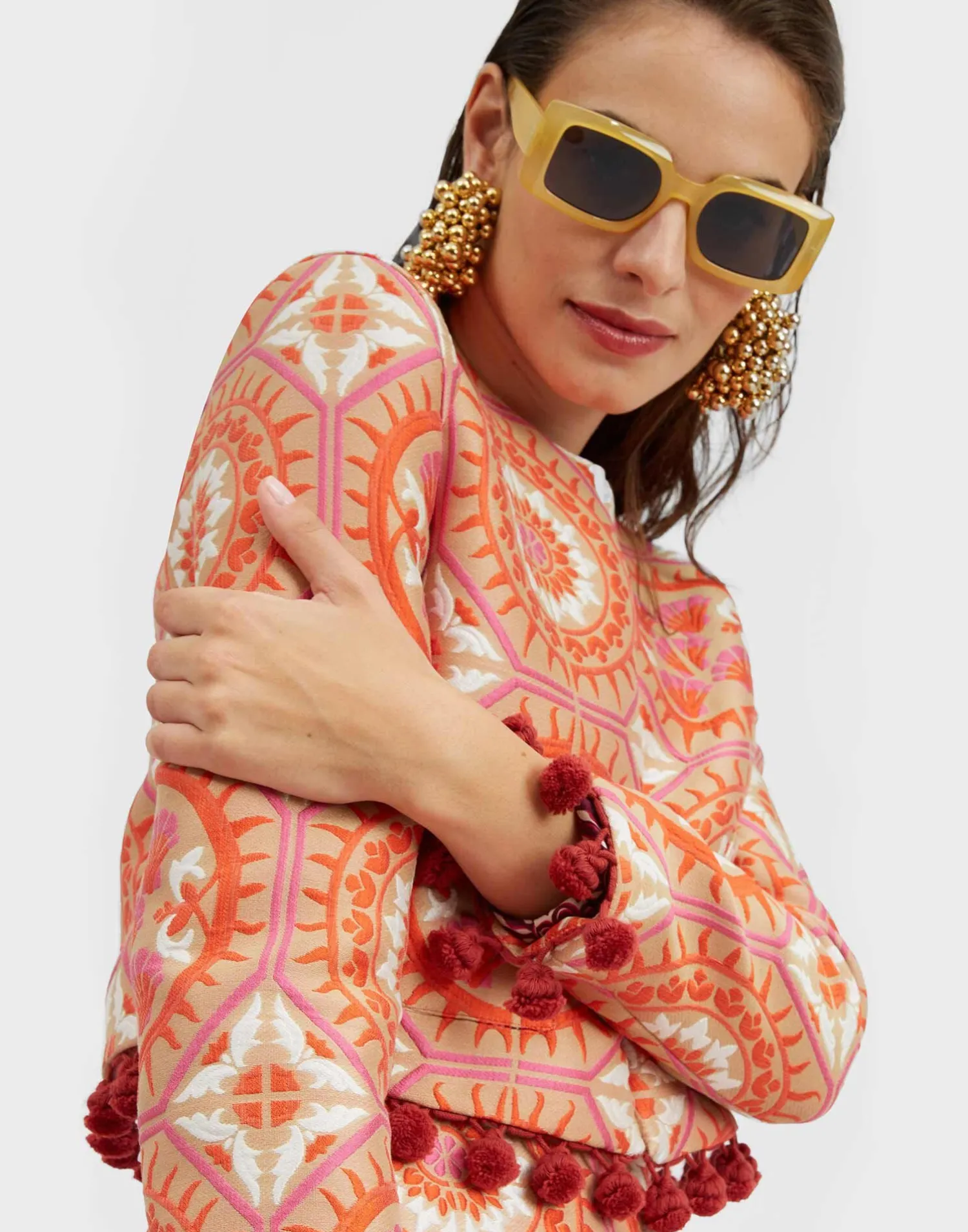 La DoubleJ Party Dressing<Bijoux JacketSun Orange in Jacquard With Tassels