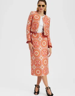 La DoubleJ Capispalla<Bijoux JacketSun Orange in Jacquard With Tassels
