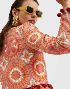 La DoubleJ Capispalla<Bijoux JacketSun Orange in Jacquard With Tassels