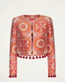 La DoubleJ Capispalla<Bijoux JacketSun Orange in Jacquard With Tassels