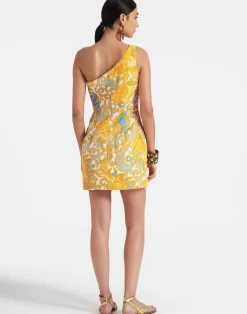La DoubleJ Vestiti<Bold Shoulder Mini DressAnemone Orange in Shot Cotton