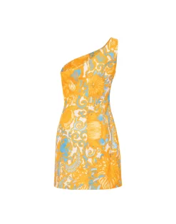 La DoubleJ Vestiti<Bold Shoulder Mini DressAnemone Orange in Shot Cotton