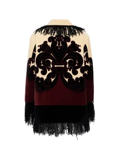 La DoubleJ Capispalla<Bonanza JacketCorsini Plac&eacute;e Cream in Cotton Velvet With Fringes