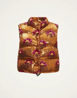 La DoubleJ Capispalla<Bonbon Puffer VestBronze in Textured Sequins