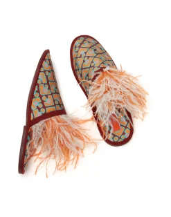 La DoubleJ Scarpe|Accessories<Boudoir SlipperPuzzle Bordeaux in Faille