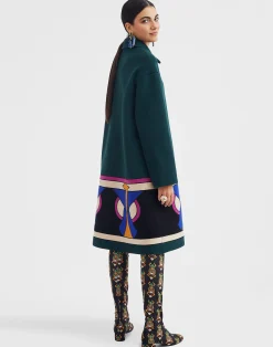 La DoubleJ Capispalla<Boxy Coat IntarsiaDark Green in Wool