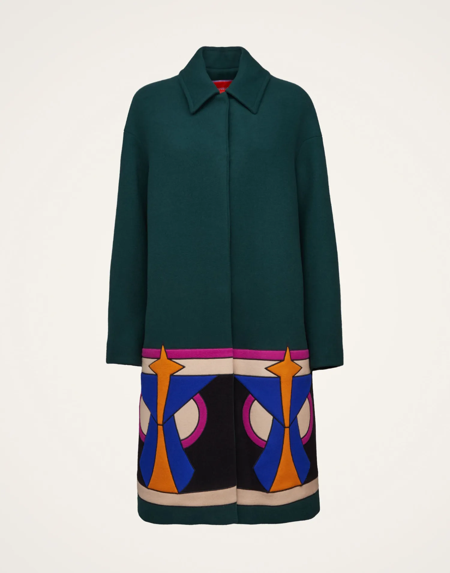 La DoubleJ Capispalla<Boxy Coat IntarsiaDark Green in Wool