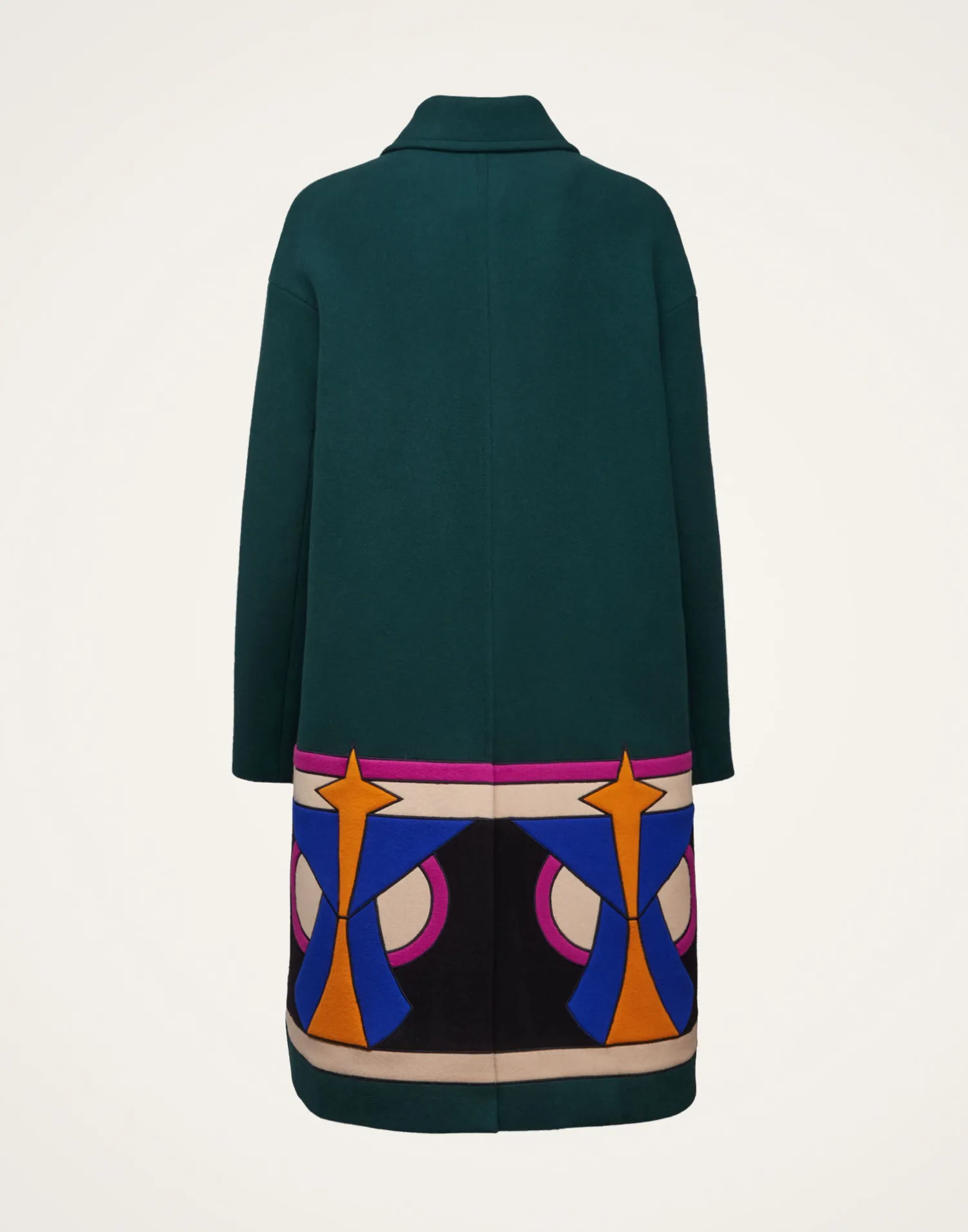 La DoubleJ Capispalla<Boxy Coat IntarsiaDark Green in Wool